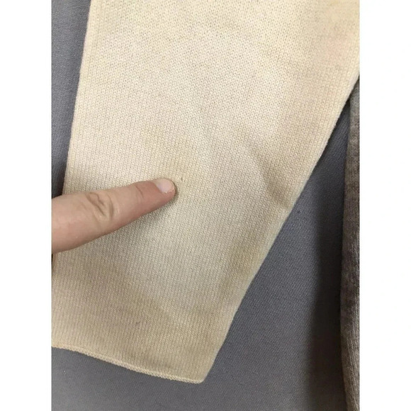 Vince WOOL CASHMERE Sweater Womens Size Medium Colorblock Gray Beige Bateau Neck - Picture 6 of 11